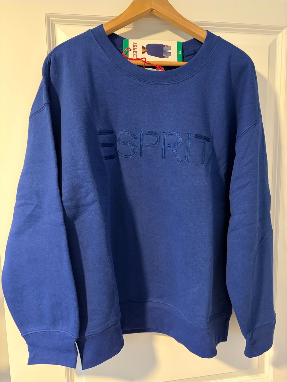 Esprit Women's Royal Blue Embroidered Crewneck Sweater